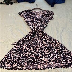 Leota midi faux wrap Dress in Grey and Black